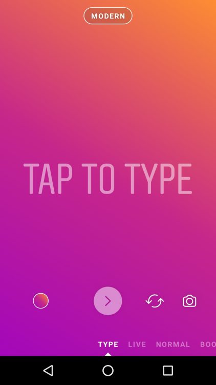 Instagram Tap to Type Mode