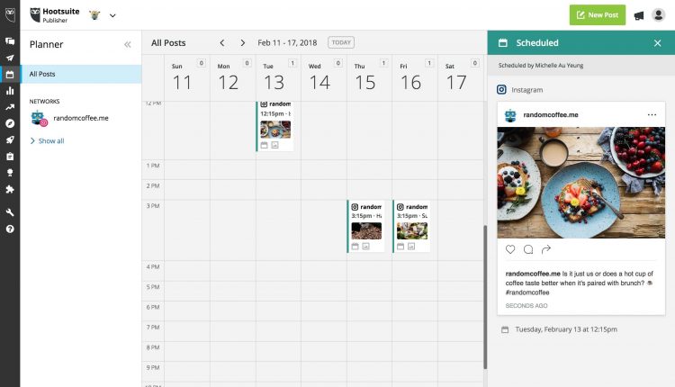 Instagram Scheduling via Hootsuite